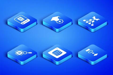 Set Algorithm, Artificial intelligence AI, Server, Data, Processor CPU Stock Illustration