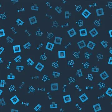 Set Algorithm, Artificial intelligence robot, Server, Data and AI on seamless Stock Illustration