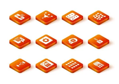 Set Algorithm, Computer api interface, Server, Data, Neural network, Humano.. Stock Illustration