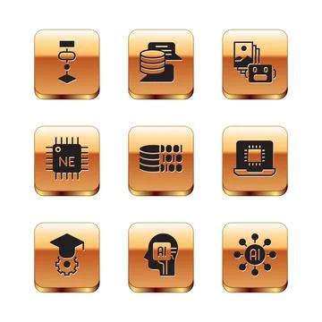 Set Algorithm, Graduation cap, Humanoid robot, Binary code, Processor CPU, .. Stock Illustration