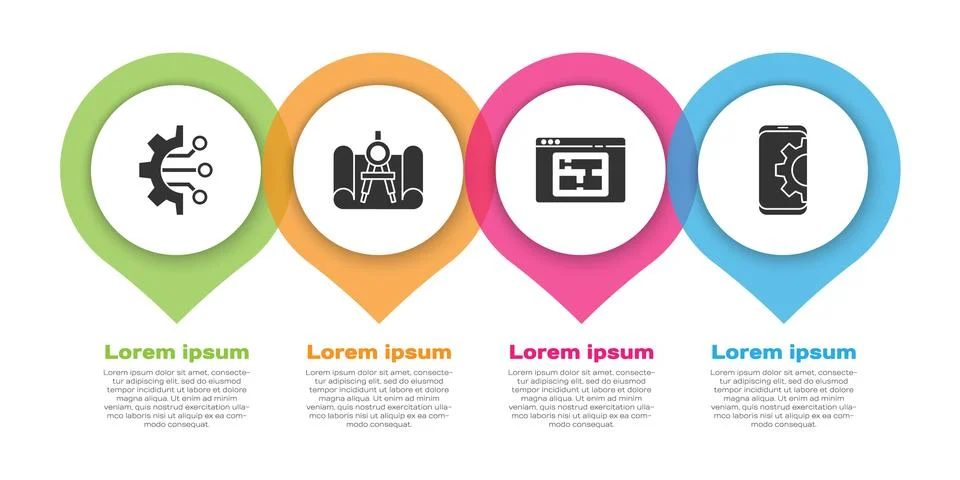 Set Algorithm, Graphing paper and compass, House plan and Setting on smartphone Stock Illustration