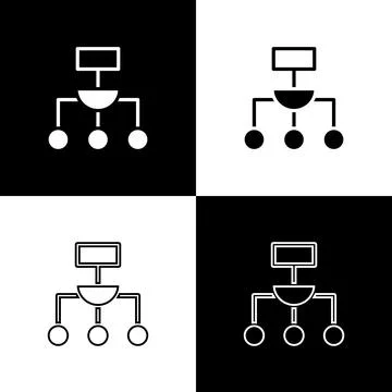 Set Algorithm icon isolated on black and white background. Algorithm symbol Stock Illustration