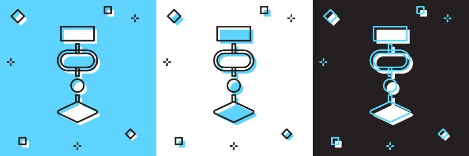 Set Algorithm icon isolated on blue and white, black background. Algorithm イラスト素材