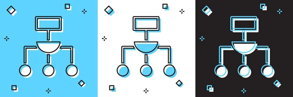 Set Algorithm icon isolated on blue and white, black background. Algorithm Stock Illustration