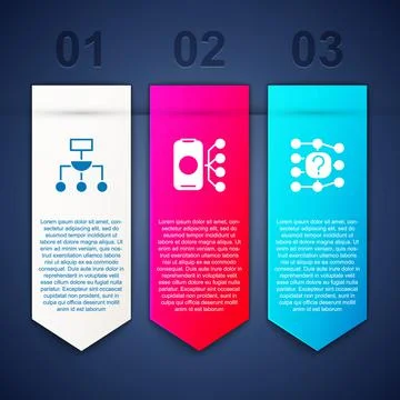 Set Algorithm, Neural network and . Business infographic template. Vector Stock Illustration