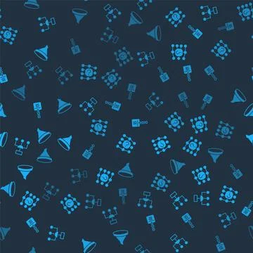 Set Algorithm, Neural network, Binary code and Funnel filter on seamless pa.. Stock Illustration