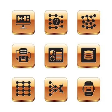 Set Algorithm, Neural network, Computer api interface, Artificial intelligence Stock Illustration
