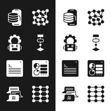 Set Algorithm, Robot setting, Cloud technology data transfer, Neural network イラスト素材