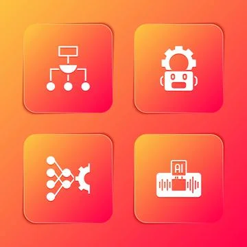 Set Algorithm, Robot setting, Neural network and Artificial intelligence AI i 스톡 일러스트
