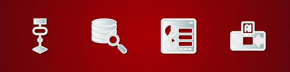 Set Algorithm, Server, Computer api interface and Artificial intelligence AI Stock Illustration