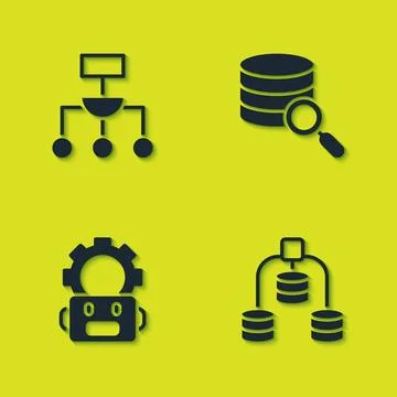 Set Algorithm, Server, Data, Robot setting and  icon. Vector イラスト素材