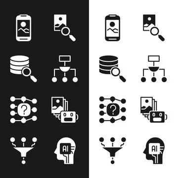 Set Algorithm, Server, Mobile phone, Photo retouching, Neural network イラスト素材