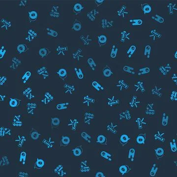 Set Alien, Telescope, Comet falling down fast and Mars rover on seamless pattern Illustrazione stock