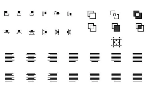 Set of align shapes Set of align shapes, text and objects vector icons for... Stock Photos