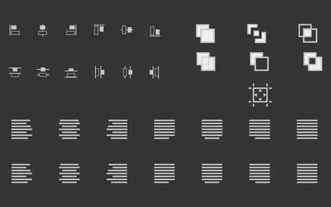 Set of align shapes, text and objects vector icons for web site Set of ali... Stock Photos