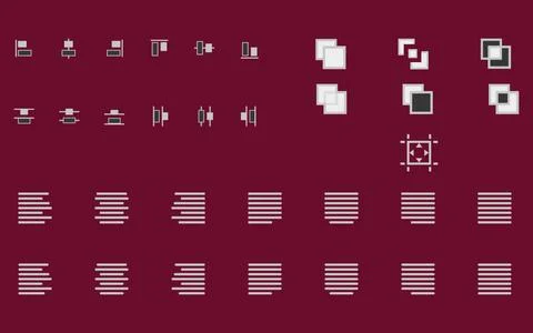 Set of align shapes, text and objects vector icons for web site mobile app... Stock Photos