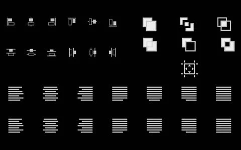 Set of align shapes, text and objects vector icons for web site mobile app... Stock Photos
