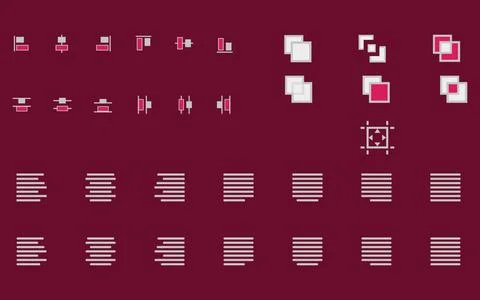 Set of align shapes, text and objects vector icons for web site mobile app... Stock Photos