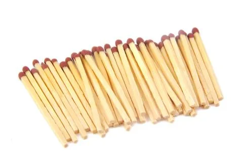 Set of aligned matches on white background Stock Photos