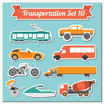 Set of all types of transport icon  for creating your own infographics or map Stock Illustration