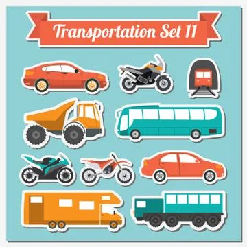 Set of all types of transport icon  for creating your own infographics or map Stock Illustration