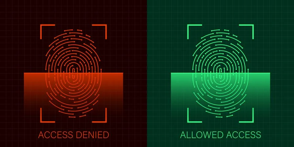 Set of allowed and denied access via fingerprint Stock Illustration