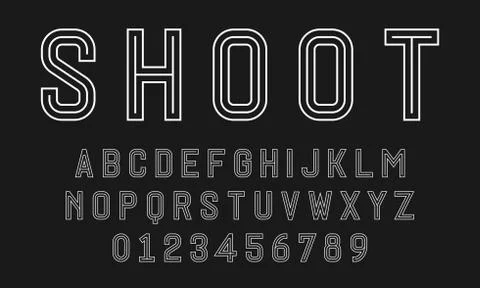 Set of alphabets font letters and numbers Stock Illustration