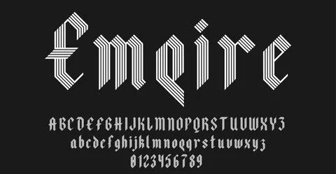 Set of alphabets font letters and numbers Stock Illustration