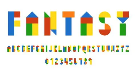 Set of alphabets font letters and numbers Stock Illustration
