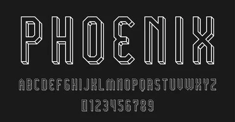 Set of alphabets font letters and numbers Stock Illustration
