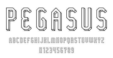 Set of alphabets font letters and numbers Stock Illustration
