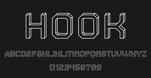 Set of alphabets font letters and numbers Stock Illustration
