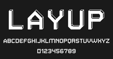 Set of alphabets font letters and numbers Stock Illustration