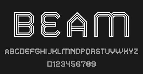 Set of alphabets font letters and numbers Stock Illustration