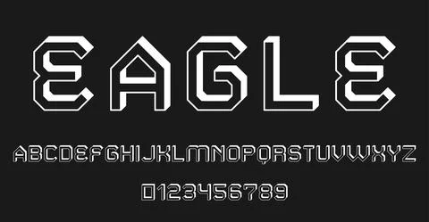 Set of alphabets font letters and numbers Stock Illustration