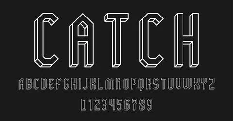 Set of alphabets font letters and numbers Stock Illustration