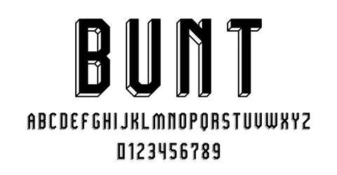 Set of alphabets font letters and numbers Stock Illustration