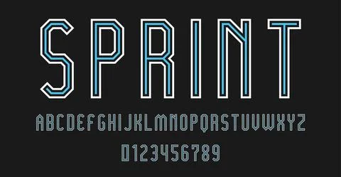 Set of alphabets font letters and numbers Stock Illustration