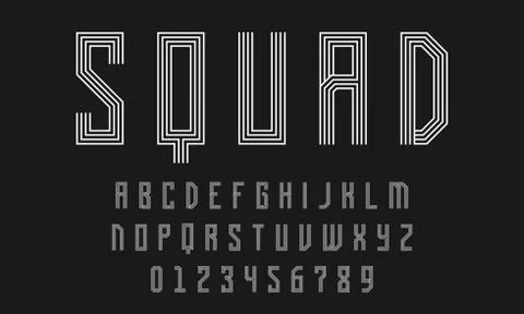 Set of alphabets font modern design with lines Stock Illustration