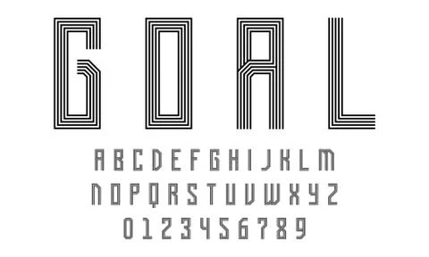 Set of alphabets font modern design with lines Illustrazione stock