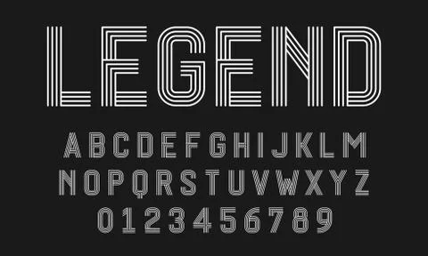 Set of alphabets font modern design with lines Stock Illustration