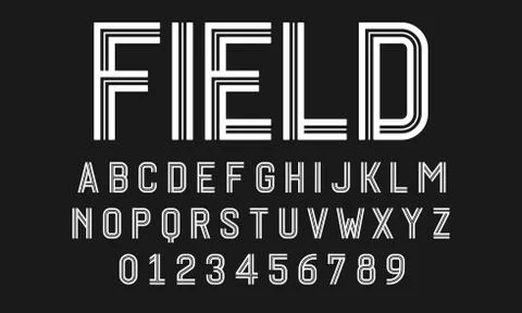 Set of alphabets font modern design with lines Illustrazione stock