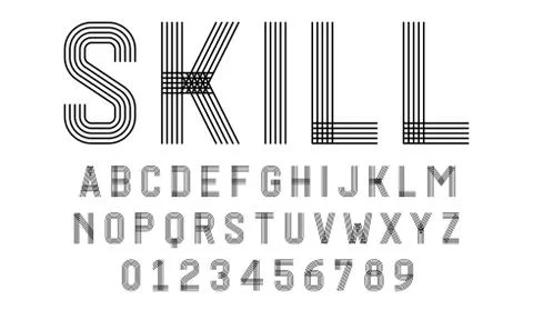 Set of alphabets font modern design with lines Stock Illustration