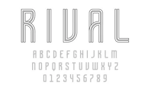 Set of alphabets lines font modern abstract Stock Illustration