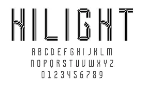 Set of alphabets lines font modern abstract Stock Illustration