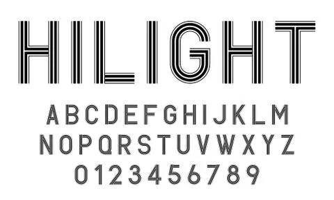 Set of alphabets lines fonts modern abstract Stock Illustration