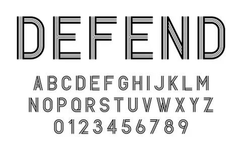 Set of alphabets lines fonts modern abstract Stock Illustration