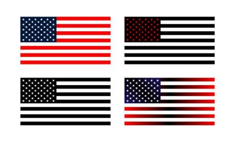 Set of the amazing flags of usa Stock Illustration