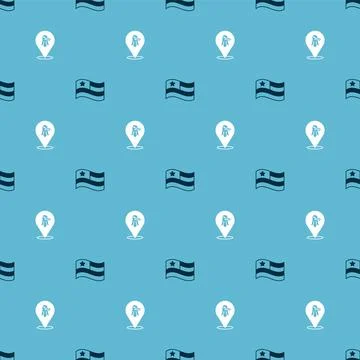 Set American flag and Eagle on seamless pattern. Vector 스톡 일러스트