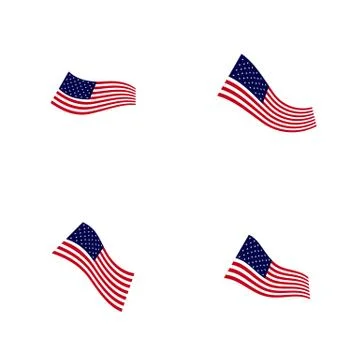 Set of American Flag Vector illustration Design Template. Icon Symbol Stock Illustration